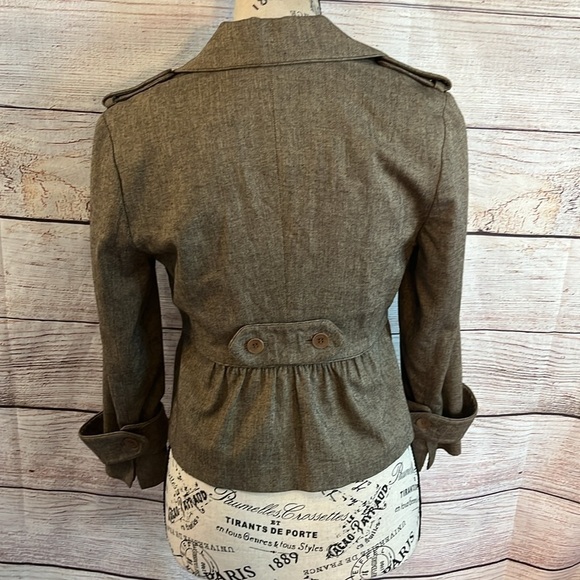 Club Monaco Cropped Blazer Peplum Wool Blend Ruffled Epaulets One Button Size 2 - Picture 5 of 9